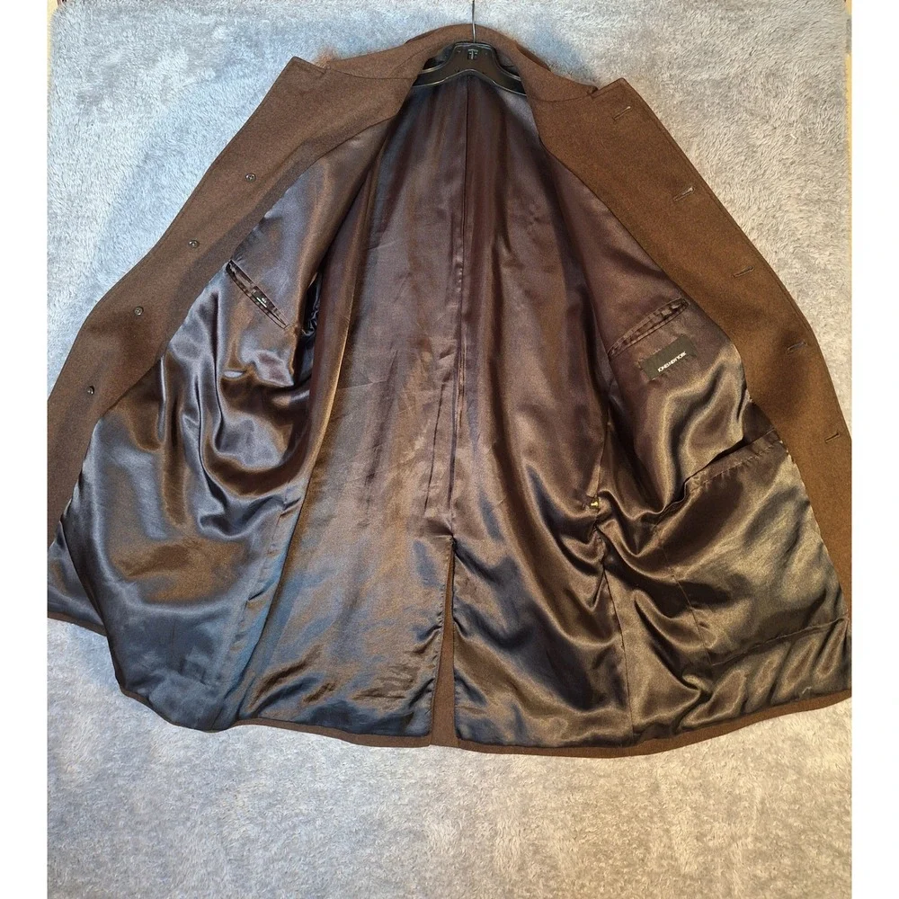 Jones New York Mens Coat Overcoat 42S Brown 100% Wool 48825Z Double Breasted